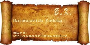 Balassovich Kadosa névjegykártya